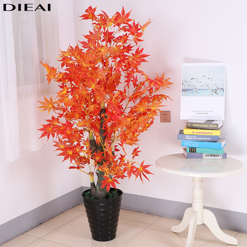 仿真植物银杏红枫树室内外大型落地盆栽景塑料装饰树假树假造景树