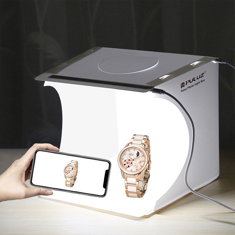 PULUZ胖牛2cm便携式折叠LED摄影棚迷你摄影灯箱小型拍照摄影器材