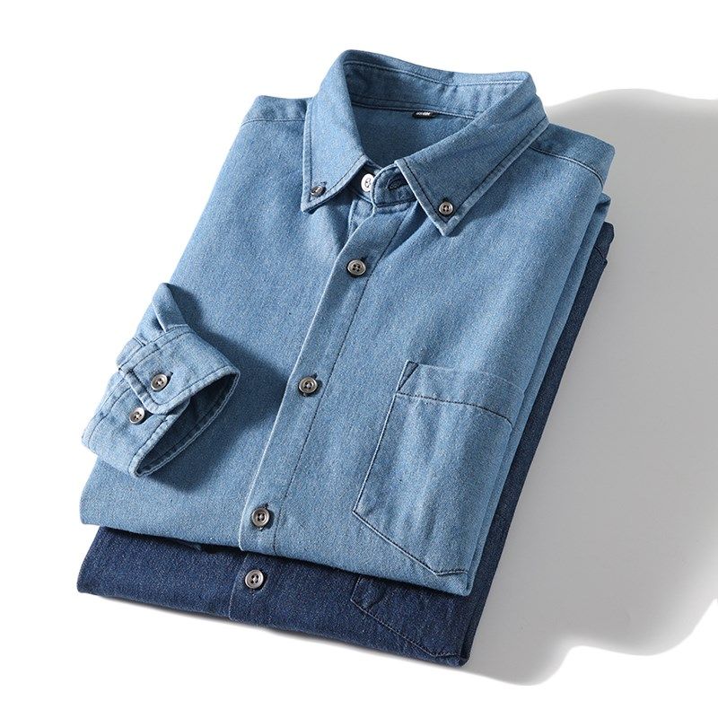 亲肤纯棉 ! 单穿叠穿都好看  秋季男士翻领牛仔长袖衬衫外套潮男