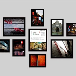 复古四川火锅店餐馆饭店装饰画宽窄巷子有框老照片墙重庆小面挂画