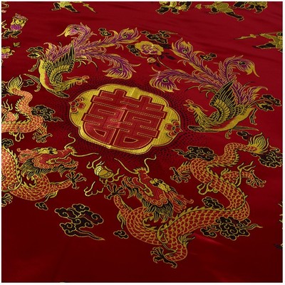 杭州丝绸婚庆被套软锻被面绸锻白被里被罩织锦缎喜被龙凤结婚被子