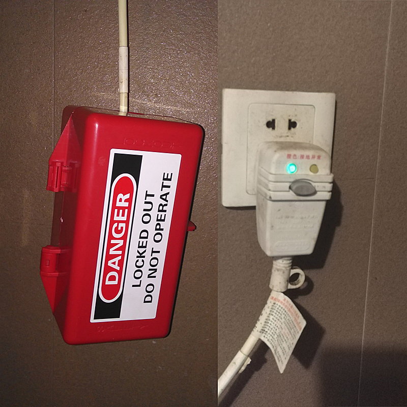 锁盒热水器大型空调拖线板锁盒工业红色锁具