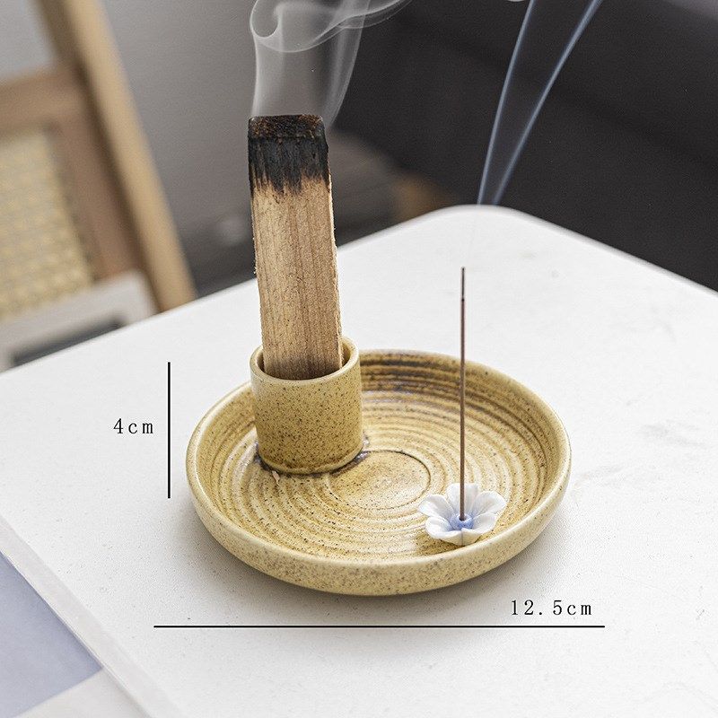 新款 陶瓷香薰炉圆圣木架香条艾条陶瓷烛台欧式