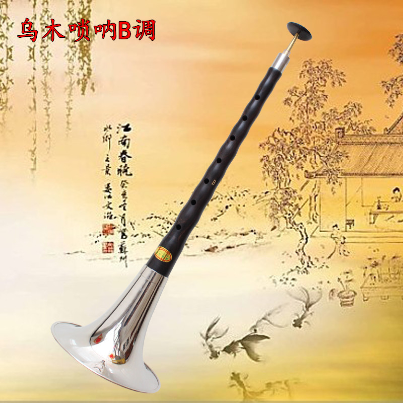 精品乌木唢呐降B调B调黑檀木唢呐红木唢呐哨子9个