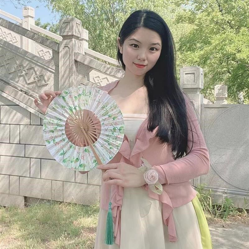 新款式扇子卷折叠腰伴娘夏季实用大号高端风度油纸古风团小仙女