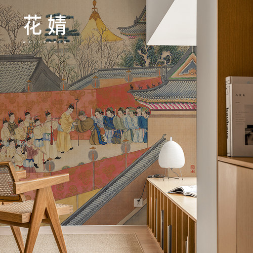 红楼梦墙布客厅电视背景墙壁纸屏风民宿无缝定制壁画