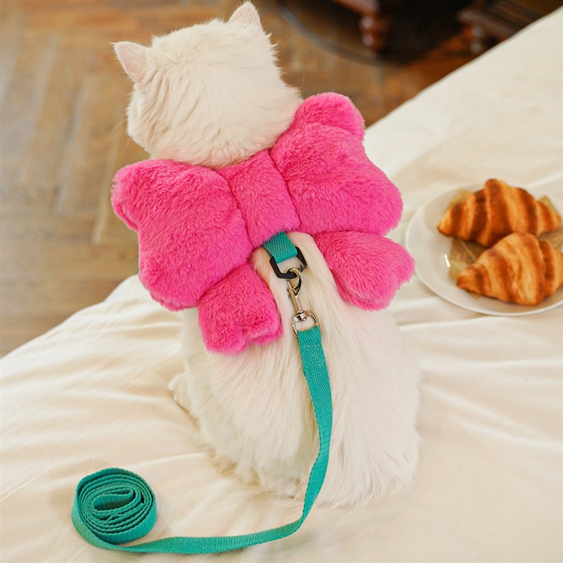 猫咪牵引绳狗狗胸背带蝴蝶结小型犬猫胸背带金渐层防挣脱外出绳子