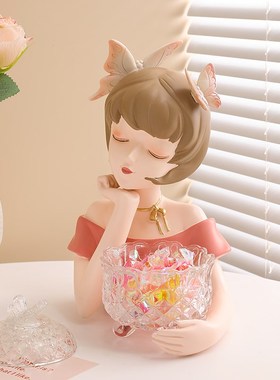 轻奢少女玄关摆件梳妆台收纳客厅电视柜家居装饰品乔迁新居礼品