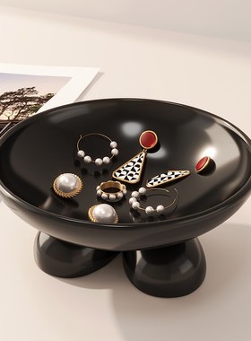 高级感玄关钥匙收纳摆件首饰托盘陶瓷客厅桌面入户门口鞋柜置物架