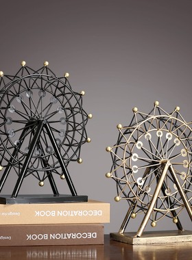 美式家居客厅复古铁艺旋转摩天轮模型摆件装饰创意结婚礼物礼品女