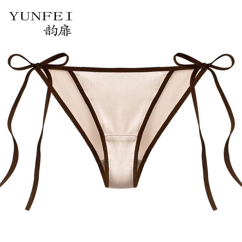 韵扉高端真丝系带两侧可解性感绑绳绑带细带系绳不夹臀内裤女