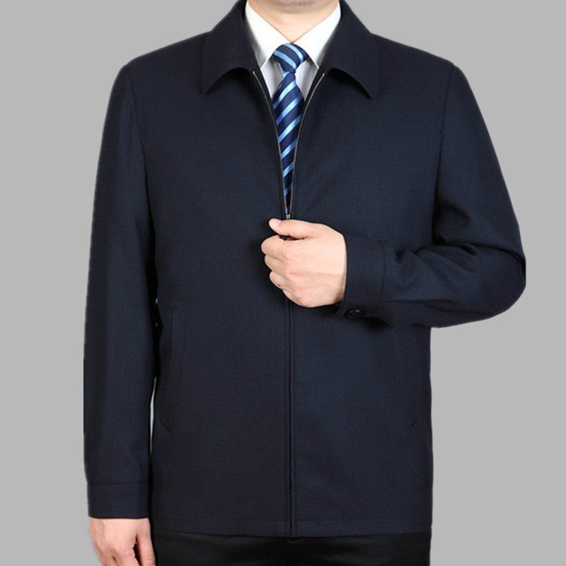 大码夹克男加肥加大中老年男装春秋外套胖爸爸公务员书记上衣翻领