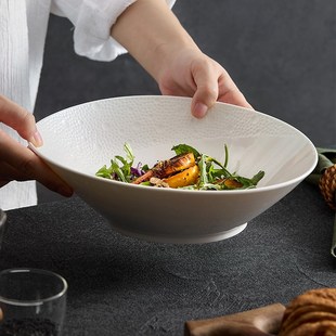 碗家用新款2024陶瓷拌面汤碗轻奢高级感餐具单个水果盘斜口沙拉碗