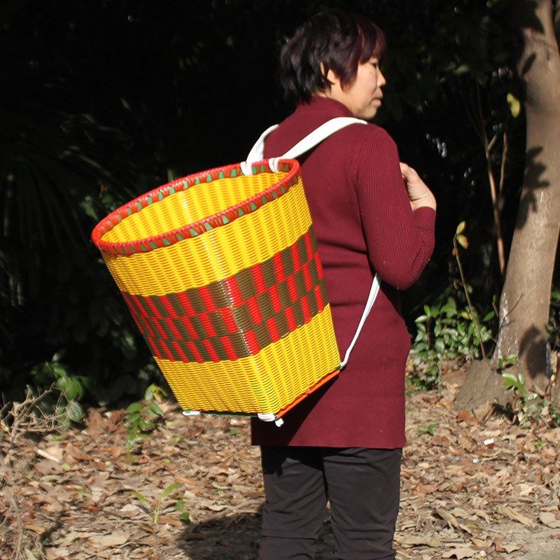 大背篓塑料买菜家用仿竹编背篼收纳背筐手工藤编采摘背篮子背箩筐,特色手工艺,竹编/竹雕,淘宝优惠券,粉丝福利购,淘宝优惠卷