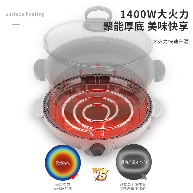 胤帆不粘电火锅炒菜锅煎炸蒸煮电热鸳鸯锅家用分体式大容量多功能,厨房电器,电热火锅/煎锅,淘宝优惠券,粉丝福利购,淘宝优惠卷