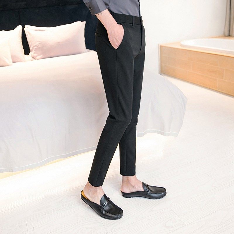 小码紧身男裤子修身27码七分裤矮个子26号小脚商务正装休闲西装裤