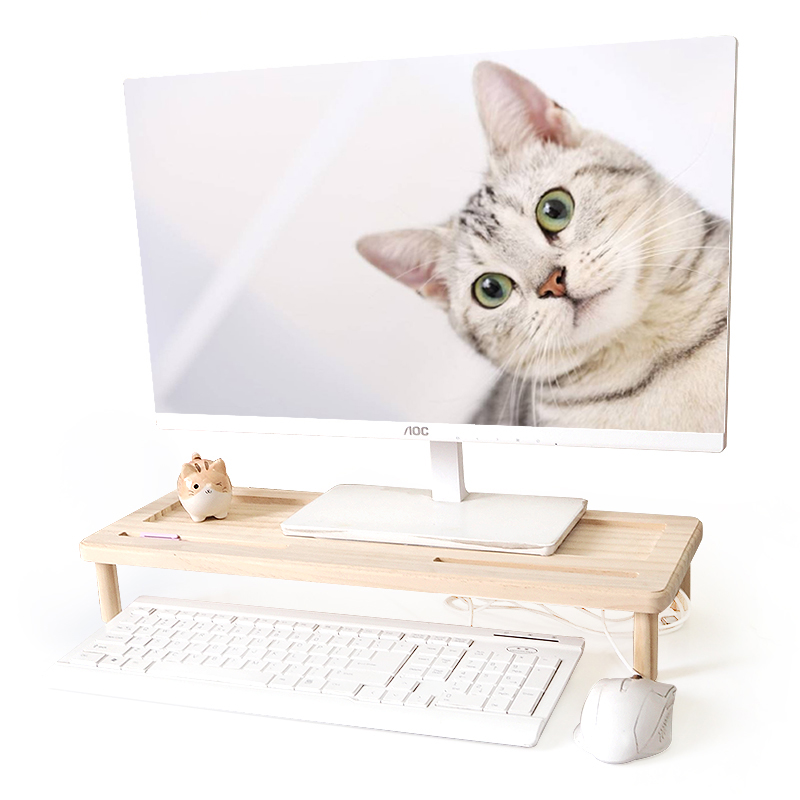 电脑屏幕增高架原木办公台式电脑显示器垫高底座实木显示屏抬高架