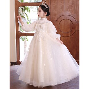 女童礼服轻奢小众高端加绒生日公主裙花童婚礼小主持人钢琴演奏服