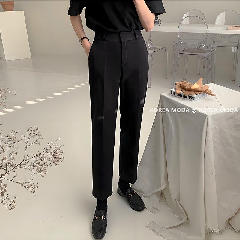 秋冬加绒西装裤女九分高腰直筒西裤职业休闲加厚小个子烟管裤子