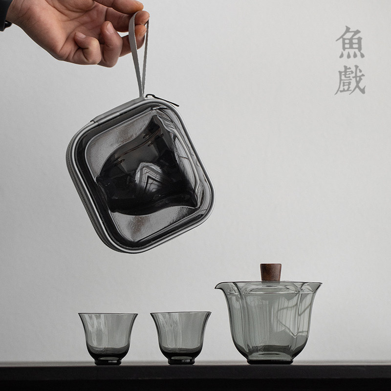 耐热旅行功夫茶具装快客杯一壶二杯带过泡茶杯子盖碗