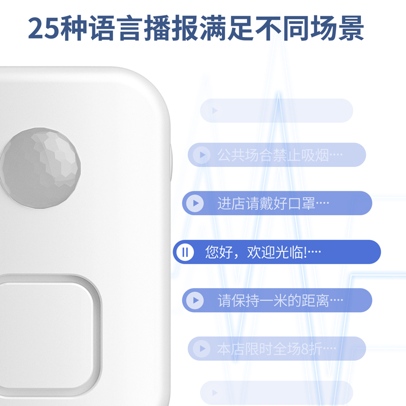 进门提醒欢迎光临电子感应迎宾器双向超市智能红外线语音提示警报