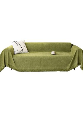 沙发盖布巾四季通用棉麻雪尼尔防猫爪灰色防尘全盖沙发罩布坐垫