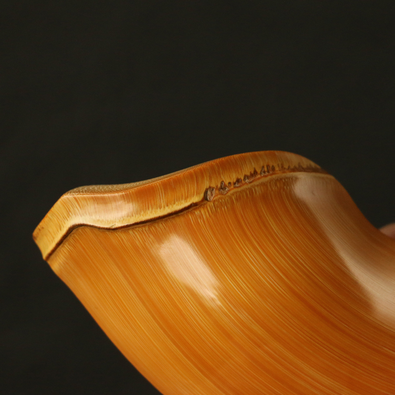 精品纯手工精磨天然龟背形龟甲竹手把件竹雕小茶则竹把玩小茶荷