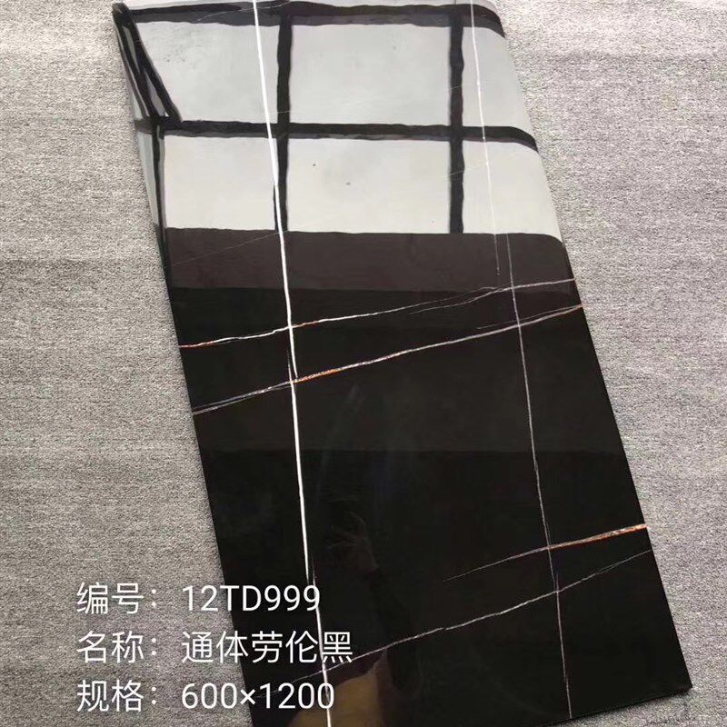 工程砖超黑亮面玻化砖全抛釉干挂纯黑客厅大板防滑墙砖