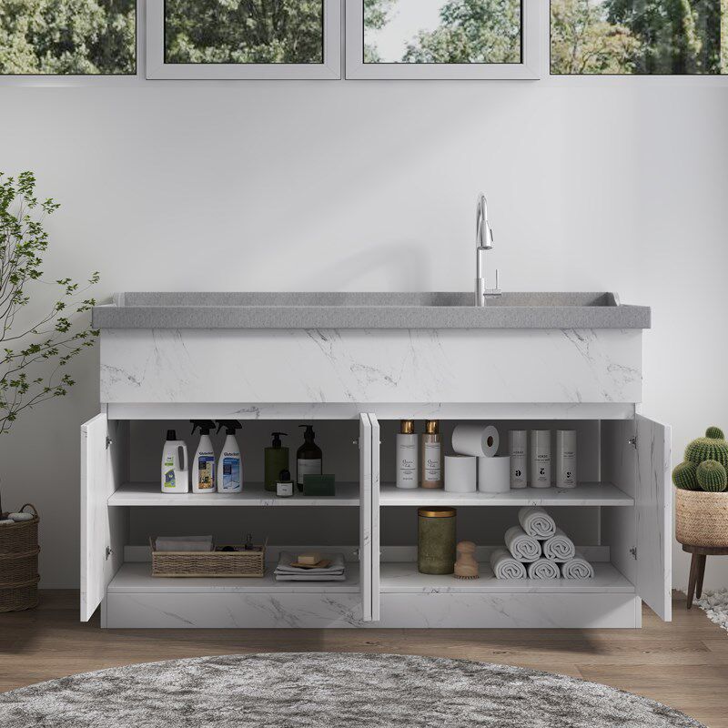 台盆洗衣池人造石英石一体盆带斜搓板阳台整体人造石洗定制