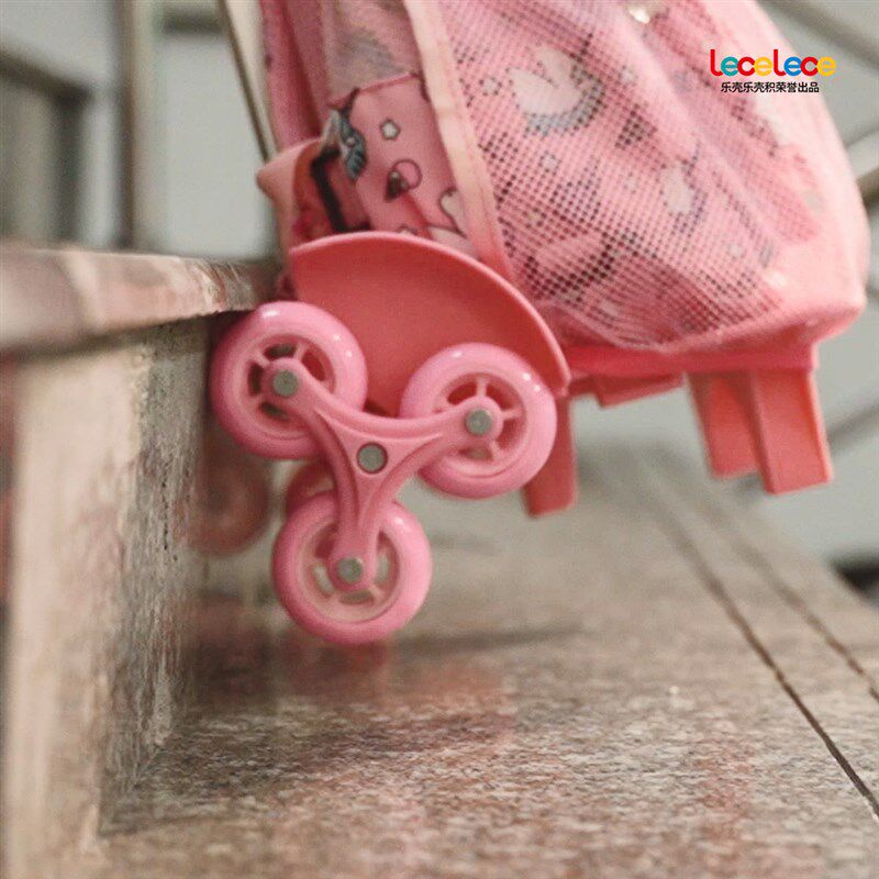 书包网兜拉杆架通用小学生书包六轮拉杆爬楼拆卸书包拖拉杆车女