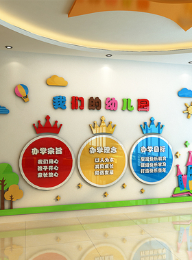 幼儿园墙面装饰大厅题墙环境布置办园宗旨教学理念d立体墙贴画