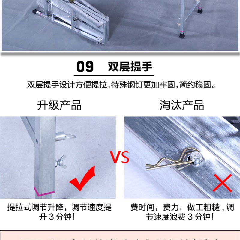 加厚铝合金马凳折叠梯洗车装修工具凳伸缩升降脚手架平台梯子