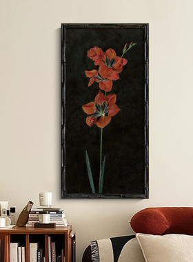 红百合法式复古风餐柜装饰画玄关客厅卉挂画餐桌壁画