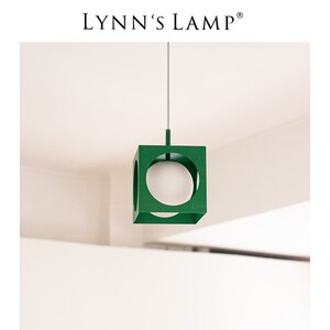 Lnn立意 孟菲斯绿色吊灯 魔方中古床头玄关走廊创意立方体