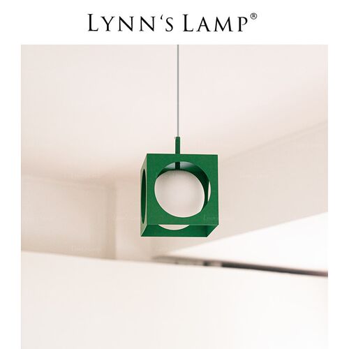 Lnn立意 孟菲斯绿色吊灯 魔方中古床头玄关走廊创意立方体