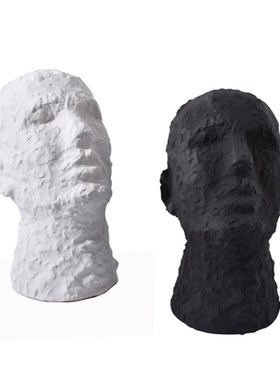 现代树脂黑白色人物抽象摆件创意雕塑艺术售楼处大堂软装饰品