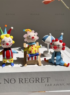 可爱小丑淄博琉璃公仔摆件装饰品纯手工手办桌面书桌生日礼物