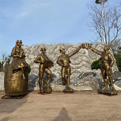 酒文化古代人物雕像大碗喝酒好汉雕塑仿铜玻璃钢景区摆件订制