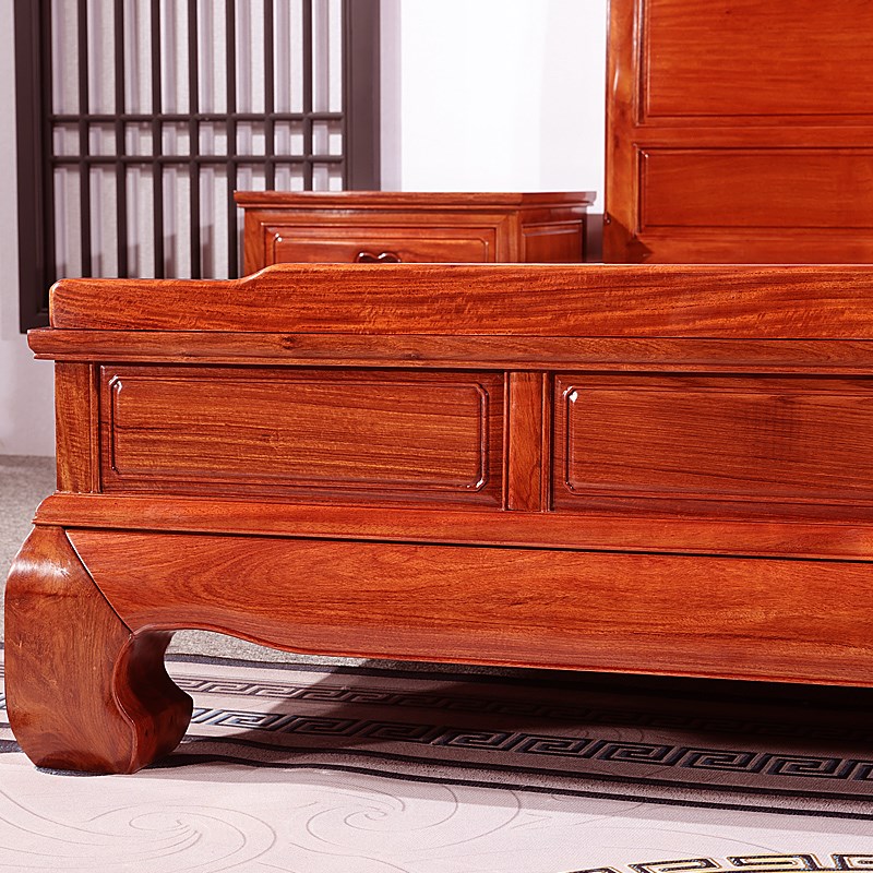 红木家具床缅甸花梨床刺猬紫檀人床实木立脚床大果紫檀床卧室