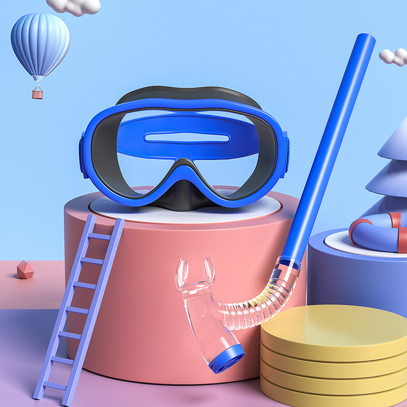 游泳眼镜男女儿童小孩防水镜游泳潜水镜装呼吸管半干式浮潜装备