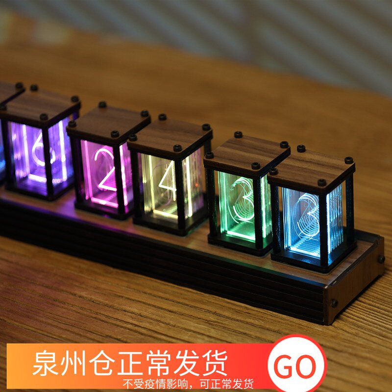 拟辉光管时钟创意电视柜电竞实木电子数字钟