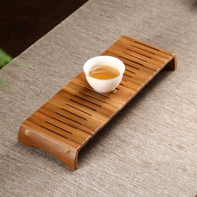 桥生竹排茶盘杯垫手工竹茶盘壶承干泡小茶台复古茶室茶杯托盘茶道