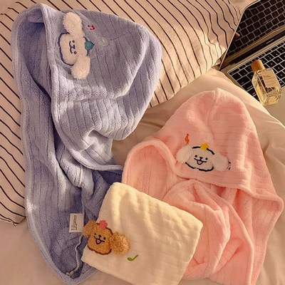 MOL.Liten.干发帽女吸水速干包头发毛巾洗头珊瑚绒浴帽  听绵