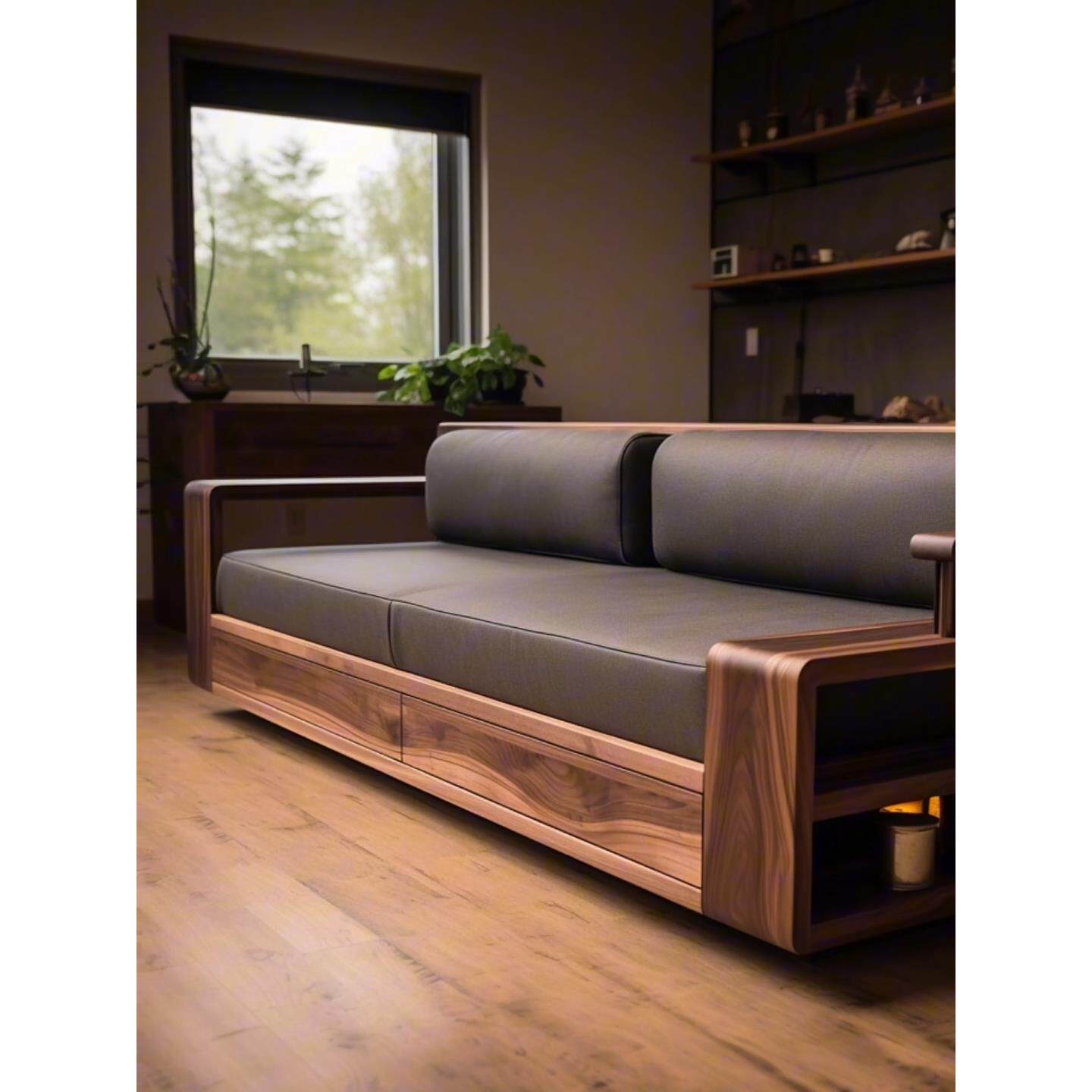 新中式北美黑胡桃2025年新款实木直排沙发大小户型客厅休闲室沙发