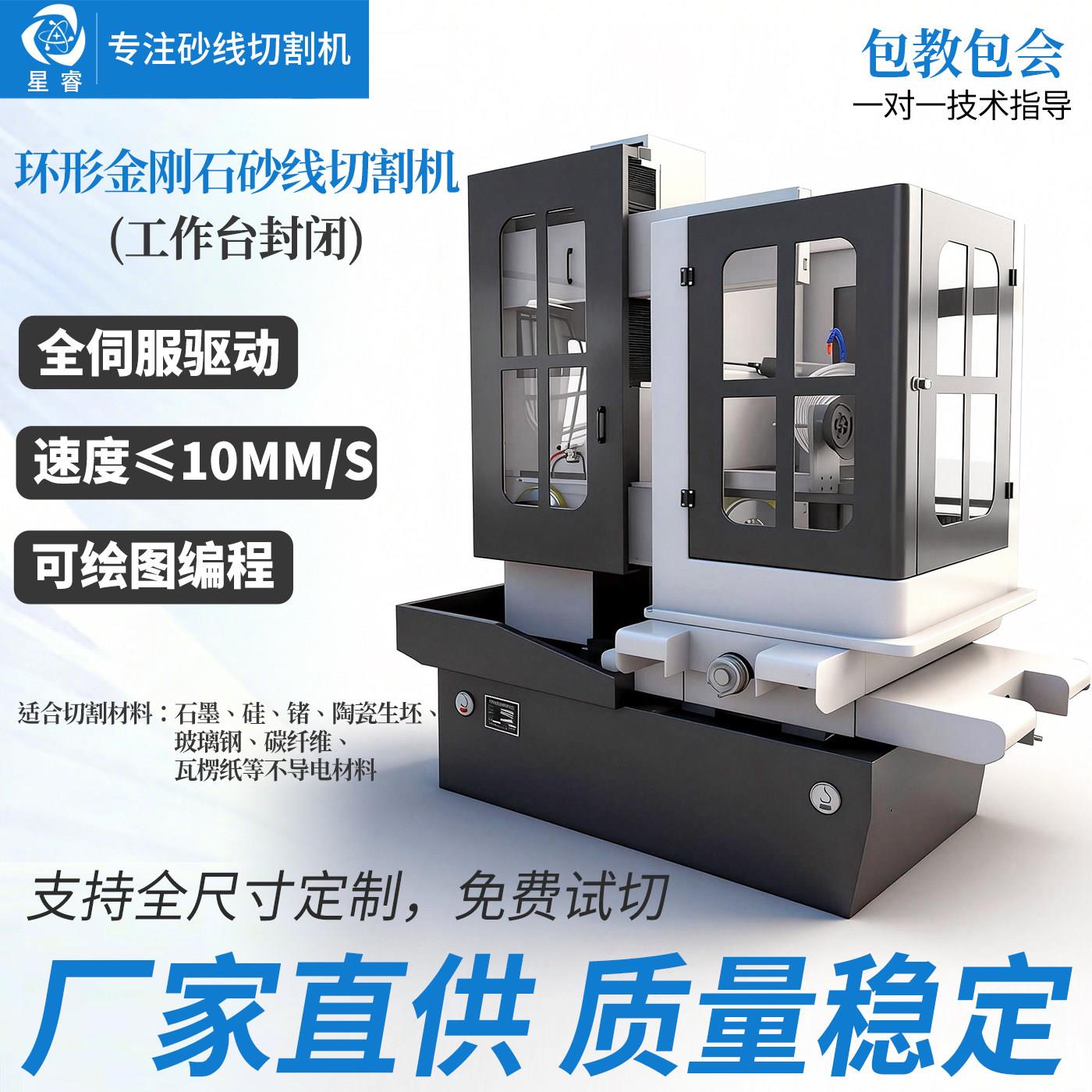 环形金刚石砂线切割机石墨陶瓷晶体玻璃钢玉石硅锗瓦楞纸切割机床图片