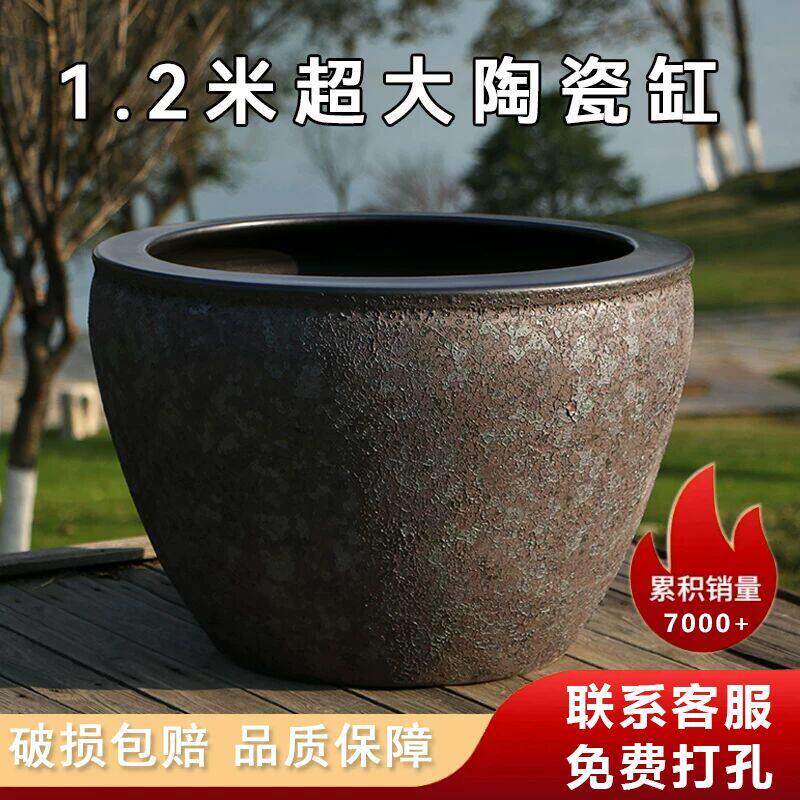 景德镇青花瓷庭院水缸 手绘青花荷花鱼缸 开放式陶瓷金鱼水缸