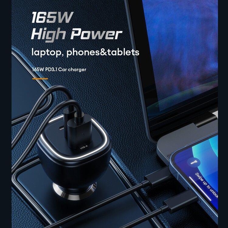 165W车载PD3.1氮化镓充电器140W单口2C1A多口快充车载笔记本充电
