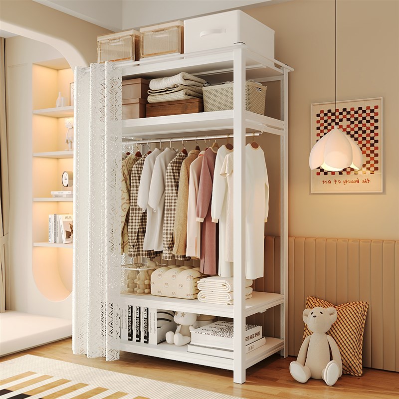 衣柜组装货架衣柜卧室家用金属衣柜出租房小卧室省空间衣柜子