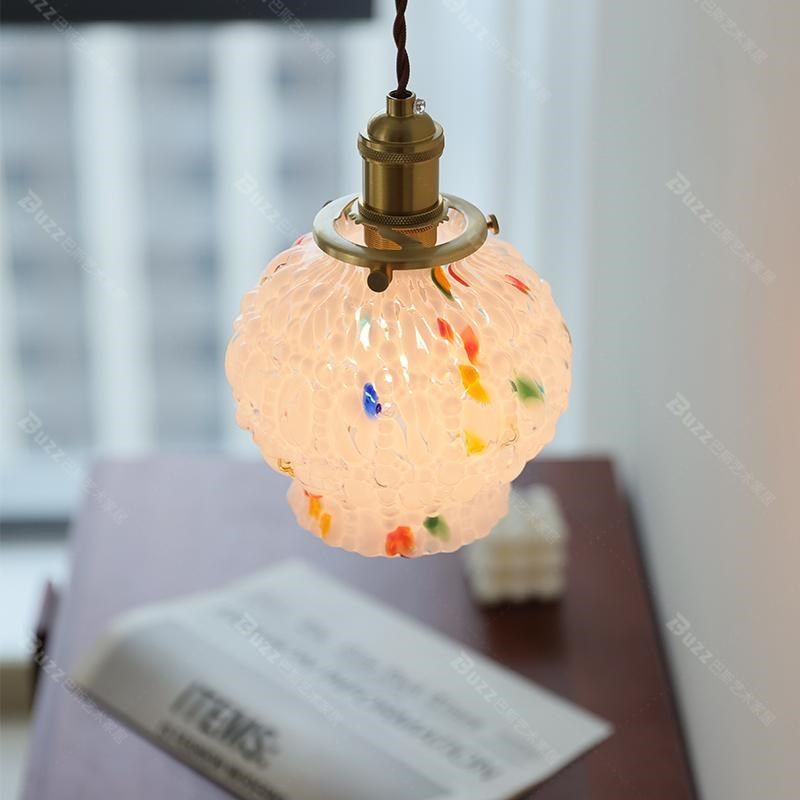 中古团糖果珍珠泡泡色彩玻璃吊灯复古南洋怀旧风床头民宿小吊灯