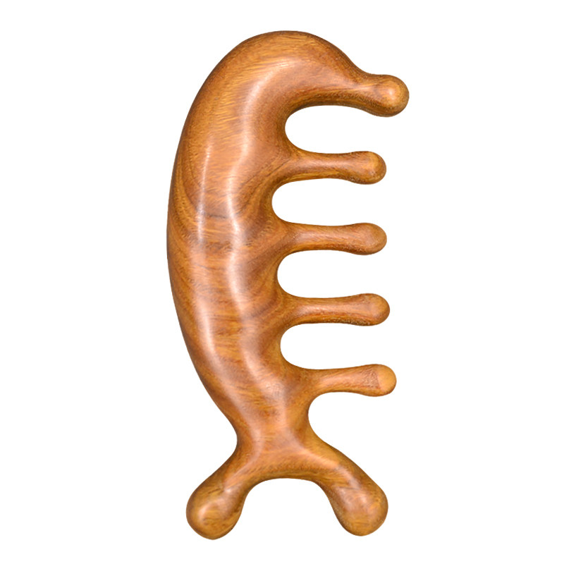 绿檀木按摩梳头部经络天然檀香木梳按摩头疗梳脸部肩乳腺疏通